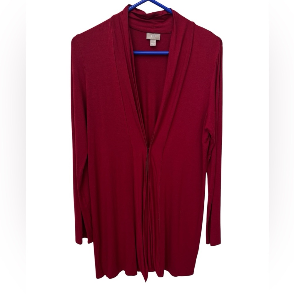 J. Jill Wearever Collection Lightweight Cardigan Women’s S Burgundy Clasp Front